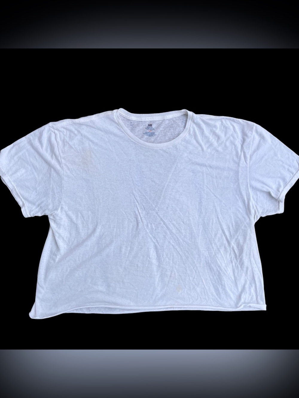 Bugle Boy White Crop Top Relaxed Fit Sheer Women’s Sz XXL LIGHT STAIN